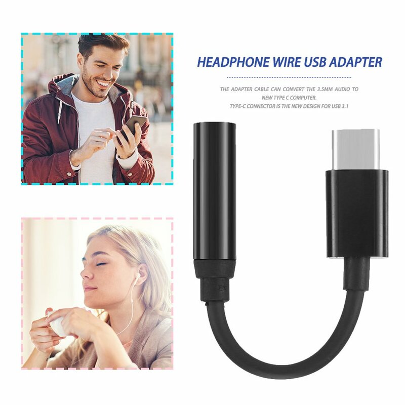 범용 C타입 이어폰 케이블 어댑터, USB 3.1 C타입 USB-C 수-3.5 AUX 오디오 암 잭, 전화 및 이어폰용, 3.5mm