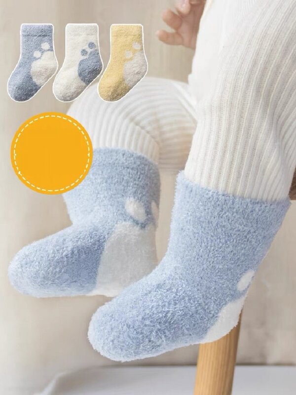 Мягкие детские напольные носки на возраст 0-6 месяцев, на весну-осень