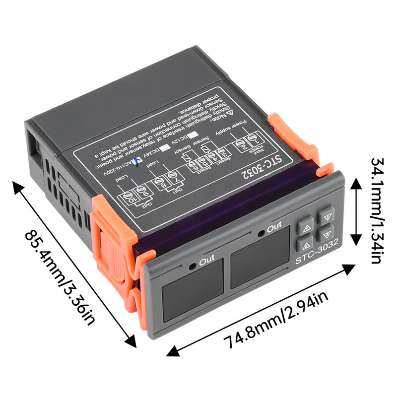 STC-3032 High Precision Digital Temperature and Humidity Controller DC12/24V AC 110-220V with Probe