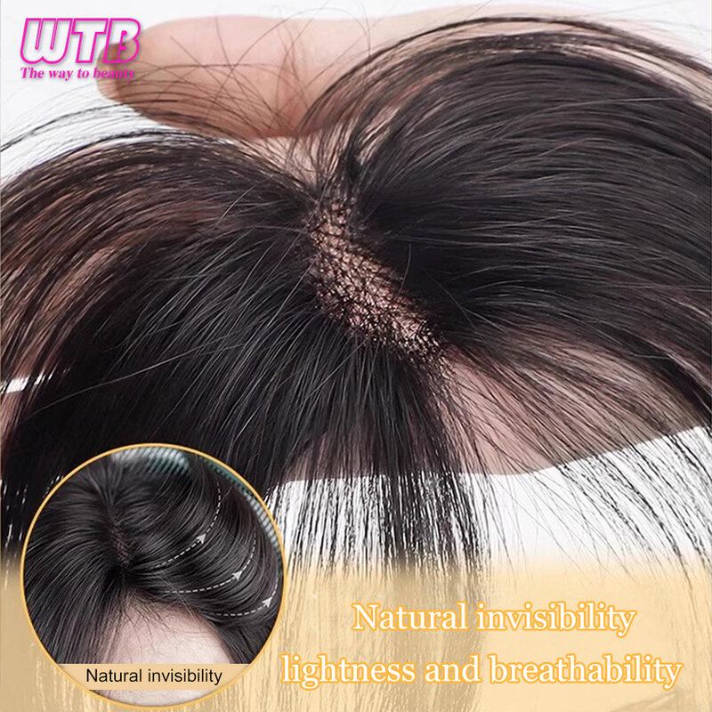 WTB-شعر مستعار اصطناعي للإناث ، لحية تنين طبيعية غير مرئية ، شعر منفوش ، قطعة شعر زيادة الشعر