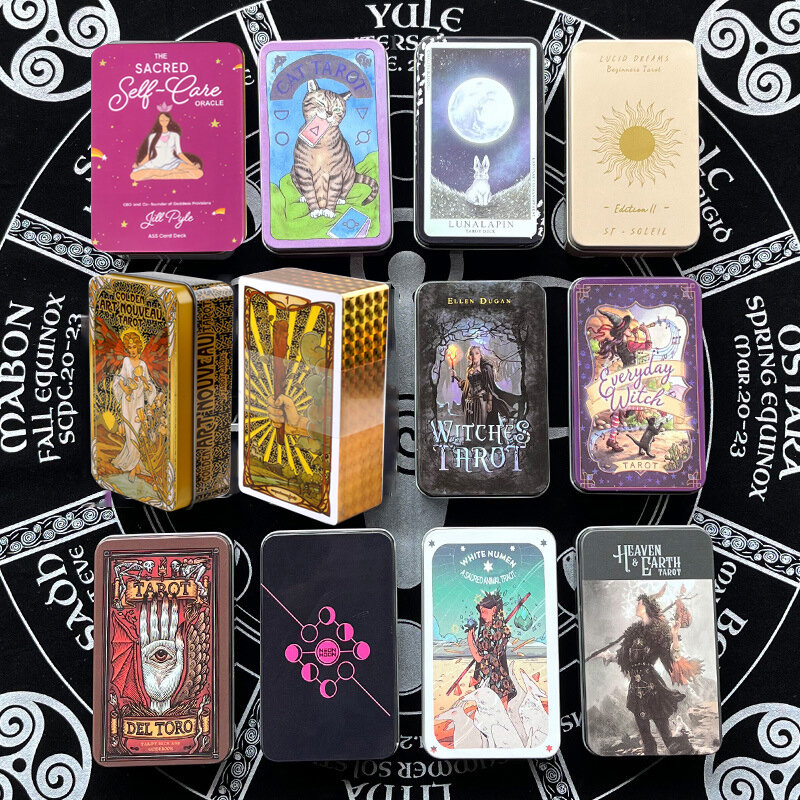 Tarjetas de Tarot de las brujas de los sueños, caja de hojalata, borde dorado para adivinación, uso Personal, los mejores regalos para los amantes de las cartas de Tarot