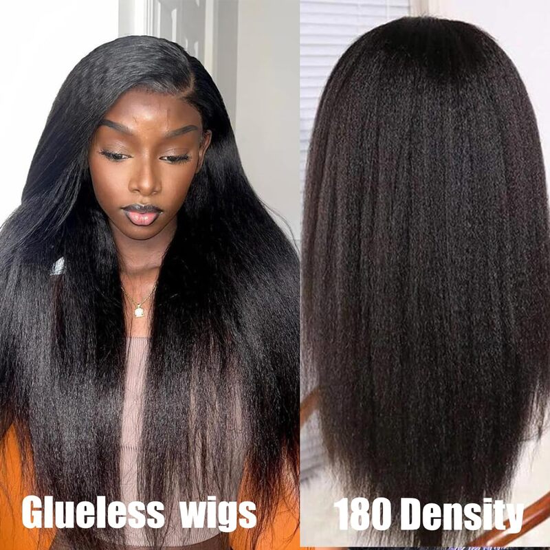 Wear Go Glueless Wig Yaki Straight 6x4 HD Lace Front Wig 30 34 36 Inch Kinky Straight Wig 13x6 HD Lace Frontal Wig Human Hair