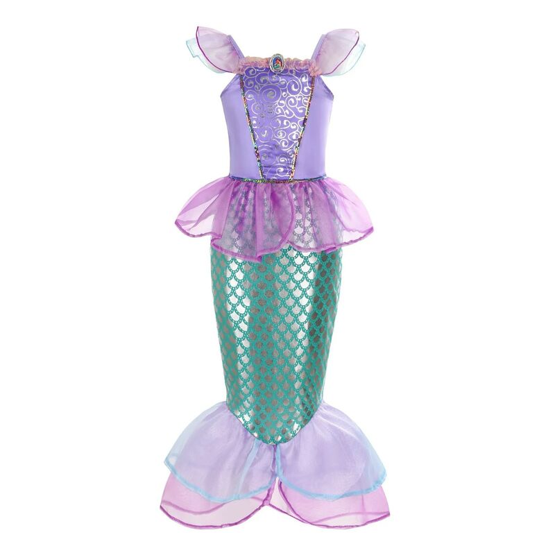 Gaun putri duyung kecil, kostum putri Ariel, baju ungu untuk anak perempuan, pesta ulang tahun, karnaval, Cosplay anak-anak