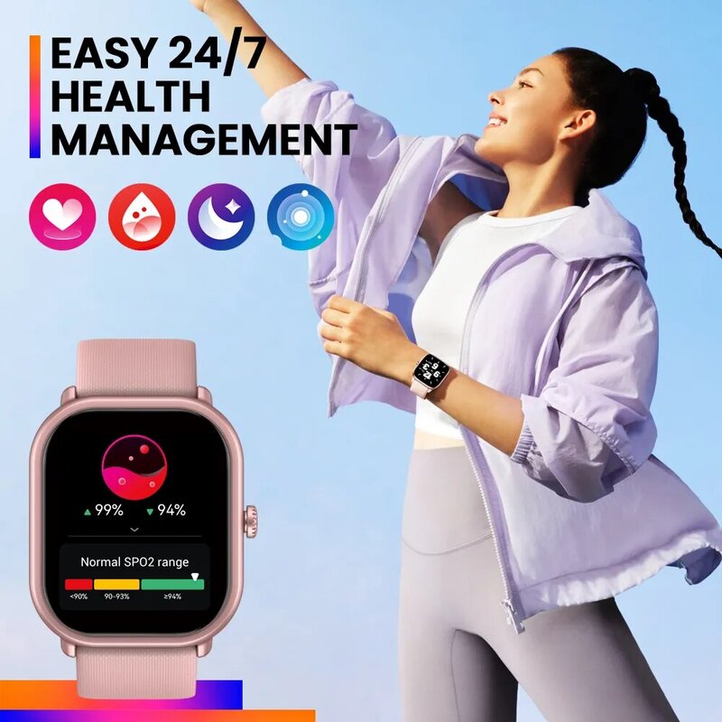 Zeblaze-Smartwatch GTS 3 Pro para homens e mulheres, chamadas por voz, tela AMOLED Ultra-Big HD, rastreamento de saúde e fitness, novo