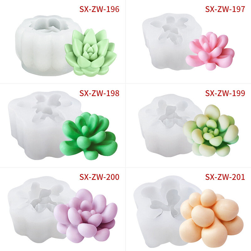 3D Silicone Candle Mold Forms Simulation Succulent Cactus Scented Candle Plant Flower Soap Aromatherapy Candle Making Mold Craft