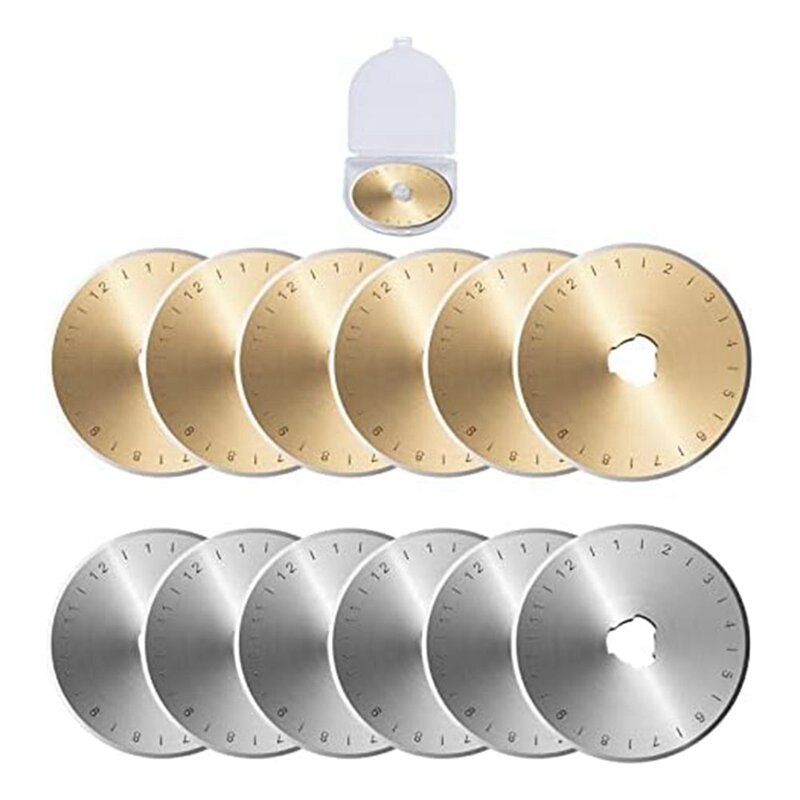 12 حزمة شفرات rotarycut مع صندوق تخزين الذهب والفضة 45 مللي متر للحرف اليدوية ، الفن ، Diys ، الحرف اليدوية ، اللحف