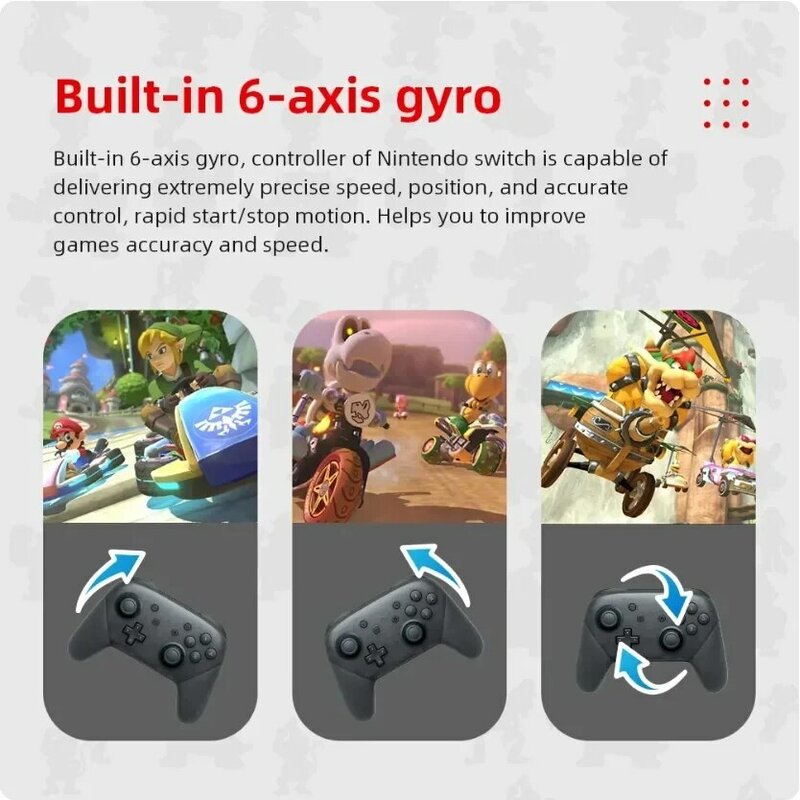 Wireless Bluetooth Gamepad for Switch Pro Controller Wake Function Joystick 6-Axis Gyro Handle HD Vibration for PC Game Console