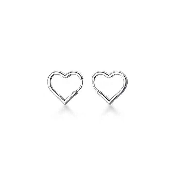 Prosta konstrukcja srebrny kolor Hollow Heart Hoop kolczyki dla kobiet nowa marka moda Ear Cuff Piercing Vintage kolczyk prezent