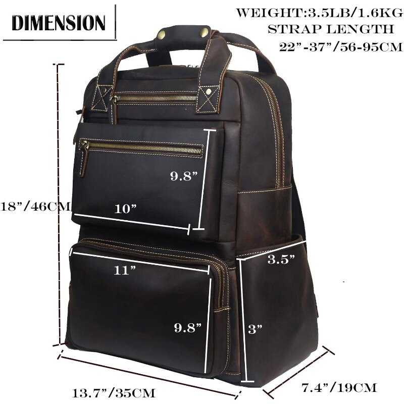 for Men,Travel Backpack Men Laptop Backpack Trolley Sleeve,Rucksack Men Fits 15.6 Inch Notebook,Brown (Classic Black)