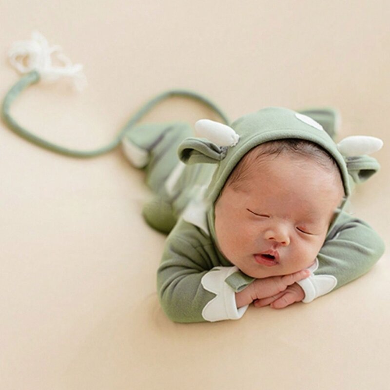 Stylowy kostium fotograficzny noworodka piękny motyw krowy zestaw ubrań dla chłopców dziewczęce stroje dla noworodków zdjęcie