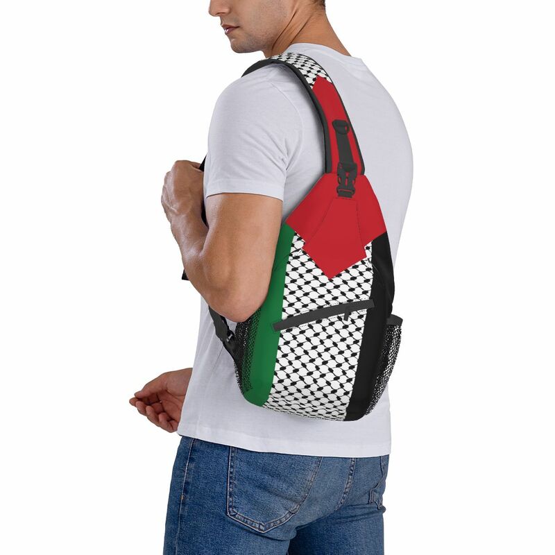 Bandolera con bandera de Palestina, bolso de pecho, Hatta, Kufiya, Keffiyeh, mochila de hombro, mochila de día para viaje y ciclismo