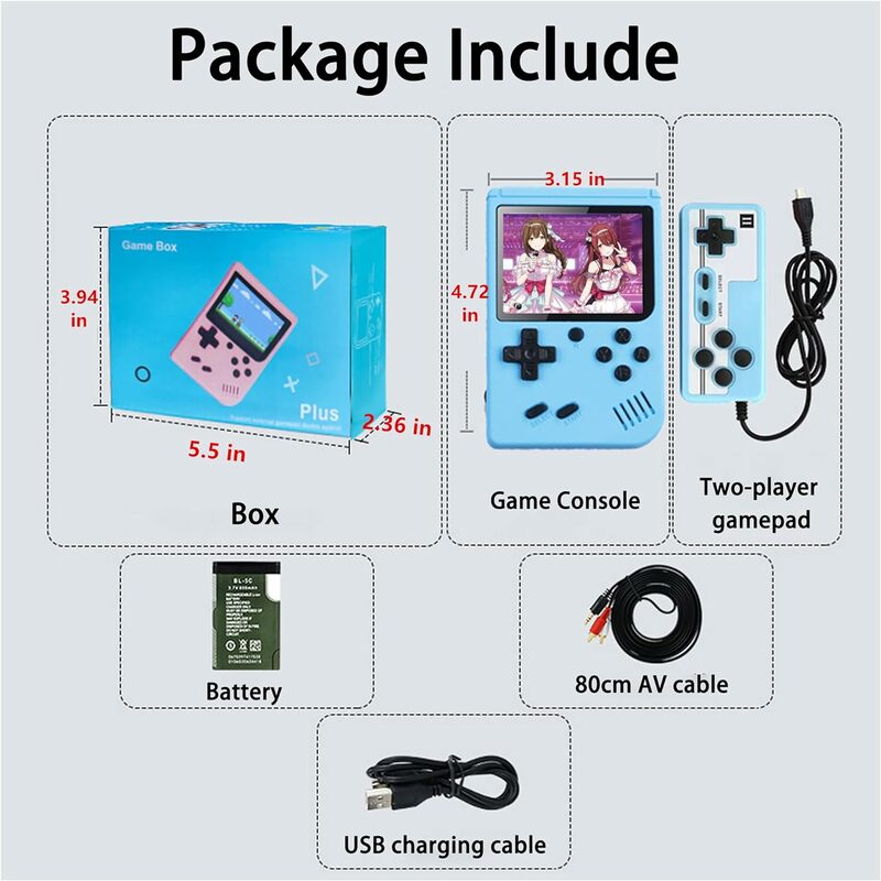 Konsol Game genggam Retro, konsol Game portabel dengan 500 Game FC klasik-layar 3.0 inci, Video Game genggam