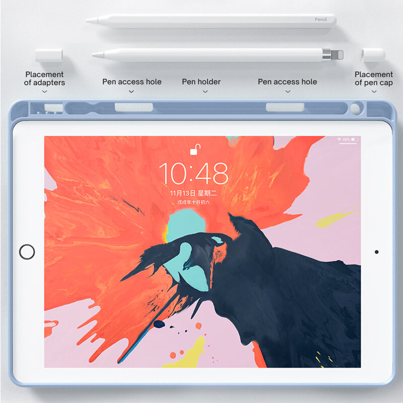 Чехол для 2020 iPad 10,2 8th 2018 2017 9,7 Mini 5 2021 Pro 11 10,5 Air 3 4, умный чехол с держателем для стилуса, iPad 5th 6th Generation