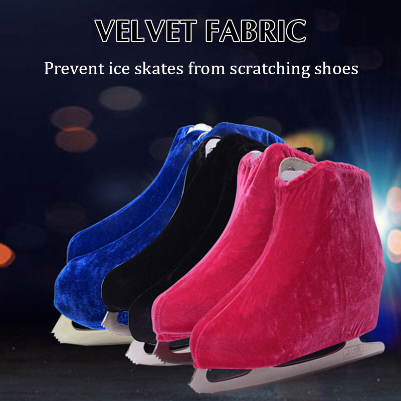 Un paio di scarpe da pattinaggio artistico per pattinaggio su ghiaccio copertura in velluto pattini a rotelle Anti flanella sporca elastico Anti molatura per bambini adulti