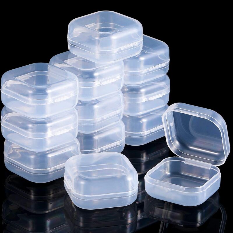 Mini caja dispensadora de 10 piezas, caja cuadrada de plástico transparente, organizador de embalaje para pendientes, gancho de pescado, soporte para pastillas