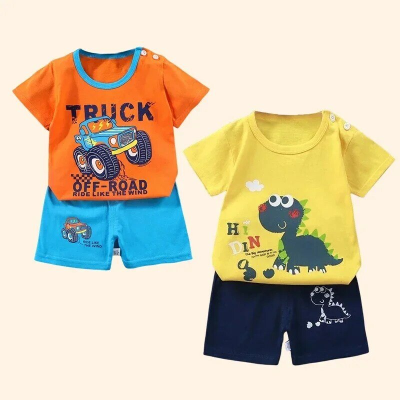 Zestawy dziecięce matka dzieci ubrania dla chłopców dziewczynka t-shirt szorty 2 sztuki letnie bawełniane krótkie rękaw niemowlę odzież dla dzieci malucha