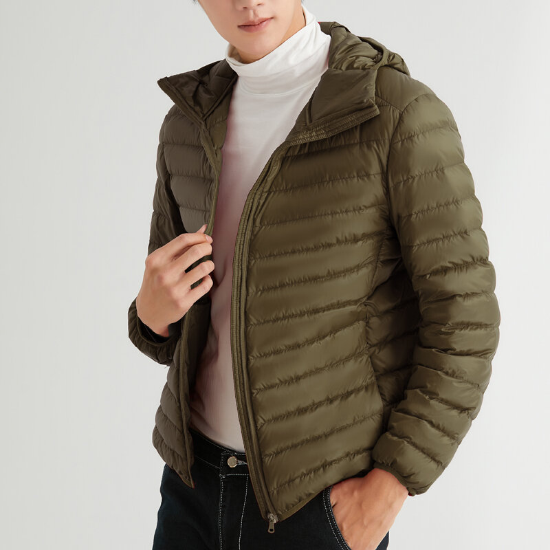 Uomo 90% piumino d'anatra giacca con cappuccio inverno autunno cappotto uomo giacche Ultra leggere capispalla caldo parka outdoor Campaign Clothes