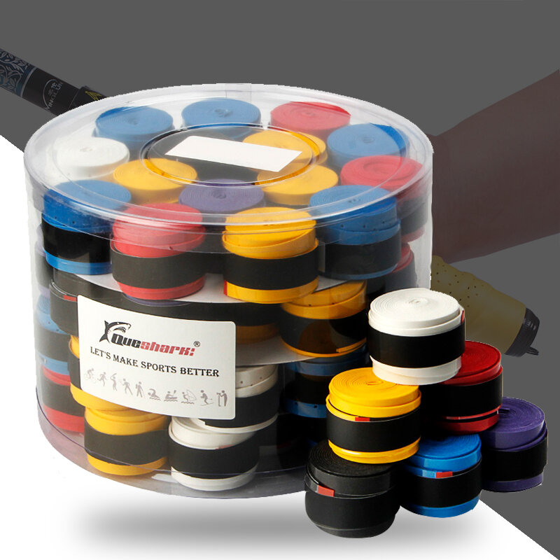 Colorido revestido Tênis Raquete Tapes, Badminton Grips, Respirável Pesca Rod Sweatbands, Branco e preto, 60 PCs/Lot
