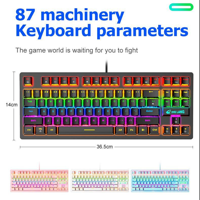 Механическая клавиатура Wolf K2 в стиле панк, игровая офисная игровая клавиатура для ноутбука, 87 клавиш