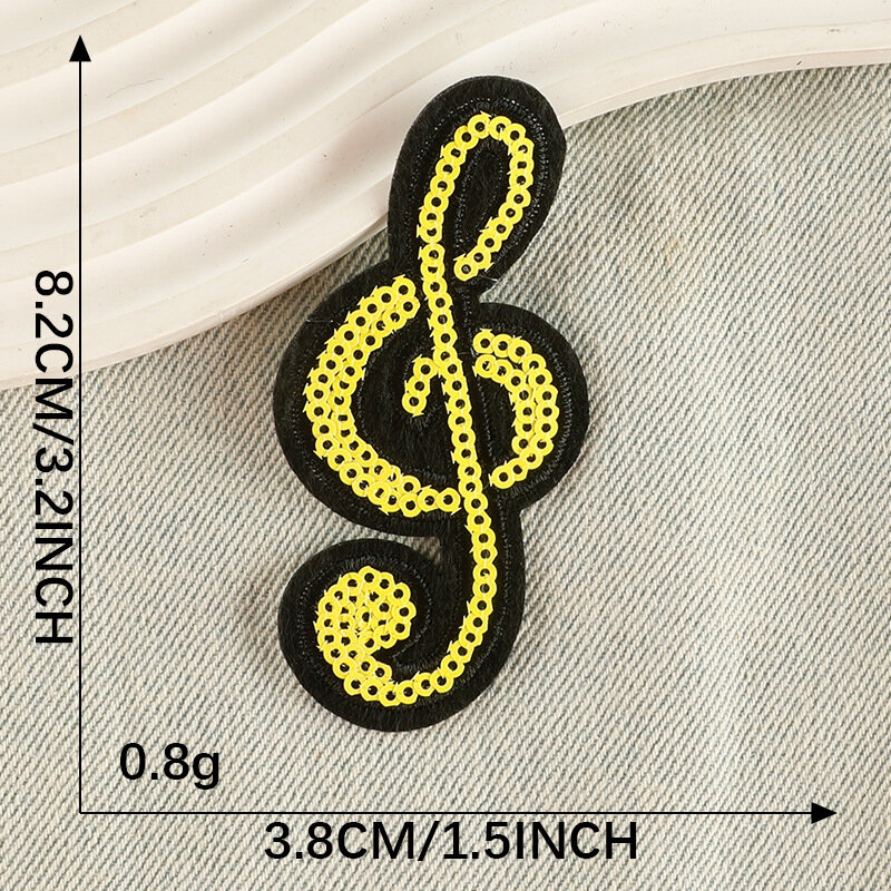 Patch per ricamo con paillettes adesivi in tessuto fai da te distintivi musicali termoadesivi ferro su toppe accessori per borse giacca di jeans