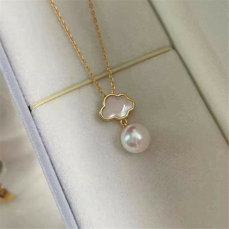 Xiangyun-Colgante de collar de plata de ley S925, accesorio de perlas para manualidades, cuentas redondas de 8-12mm, D442