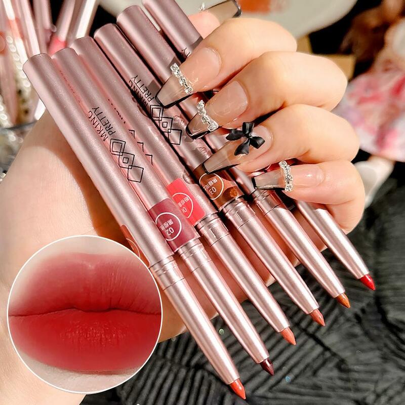 6 Colors Rotating Lip Liner Lipstick Pen Waterproof Makeup Cosmetics Liner Long-lasting Lip Female Contouring Pencil Matte P0F6