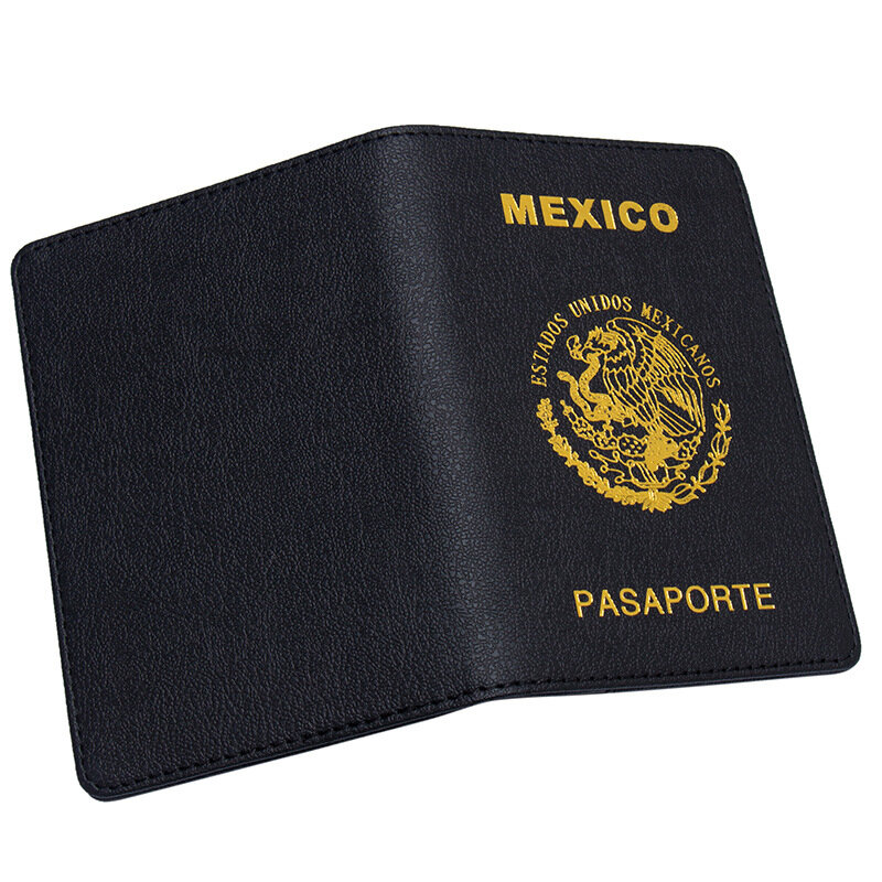 Mexico-男性と女性のための合成皮革パスポートカバー