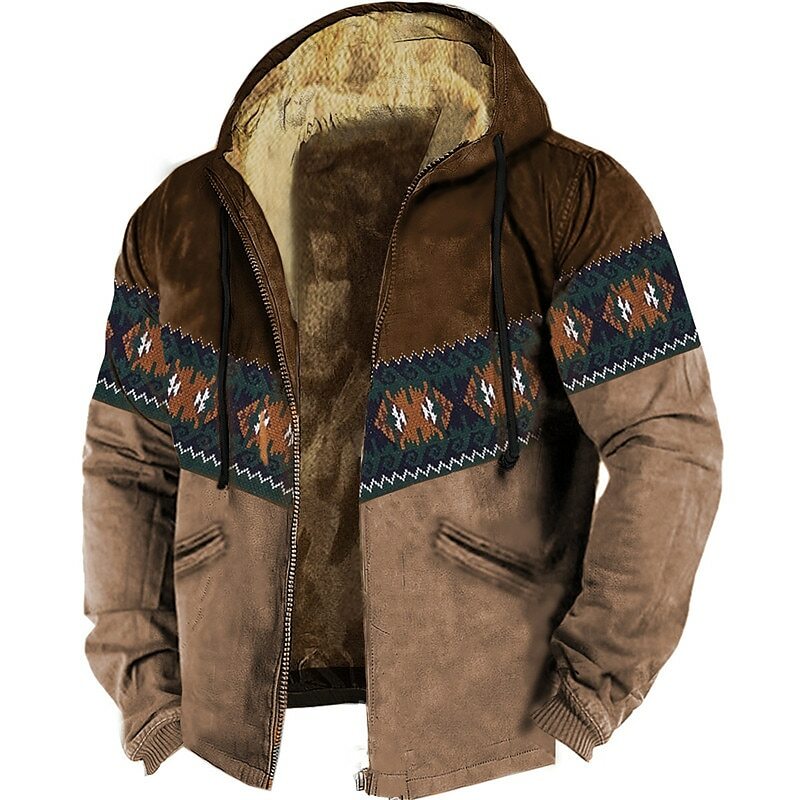 Men's Zipper Hoodies Traditional Pattern Winter For Men/Women Clothing Long Sleeve Sweatshirt Jacket Outerwear