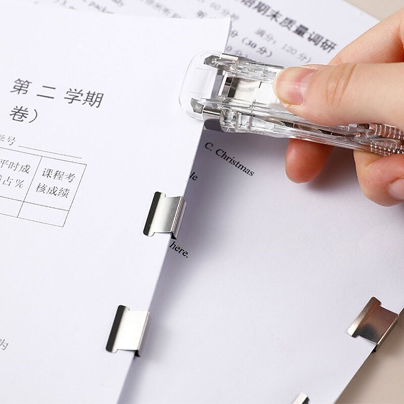 Ręczny dozownik zaciskowy na spinacze do papieru Uchwyt zaciskowy na dokumenty możliwością ponownego napełniania do biura