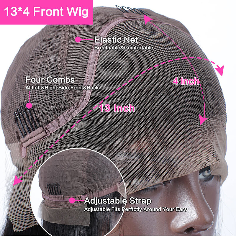 Wig potongan Pixie Wig rambut manusia renda transparan untuk wanita Wig Bob pendek lurus Wig rambut manusia Remy Wig rambut Brasil
