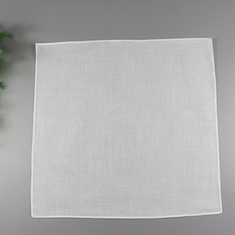 White Hankie Women Embroidery Handkerchiefs Cotton Square Soft Washable Hanky