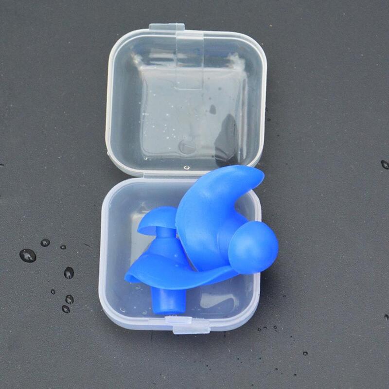 Soft Portable Silicone Ear Plugs com caixa, à prova de poeira, esportes aquáticos, acessórios de natação, mergulho, impermeável