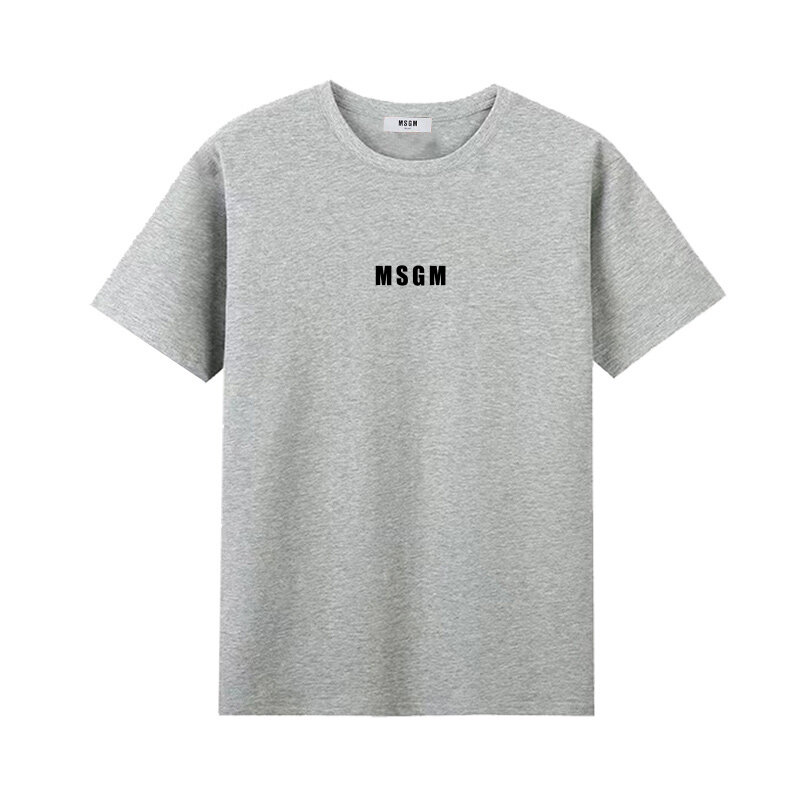 T-shirt de algodão monocromática para homens e mulheres, estampa com as mesmas letras, tendência de rua, estilo minimalista, verão, 2024