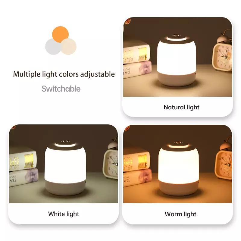 Portátil LED Night Light com Sensor de Toque, Abajur, Bedside Lamp, Bedroom Light, Desk Lamp, Kids Gifts