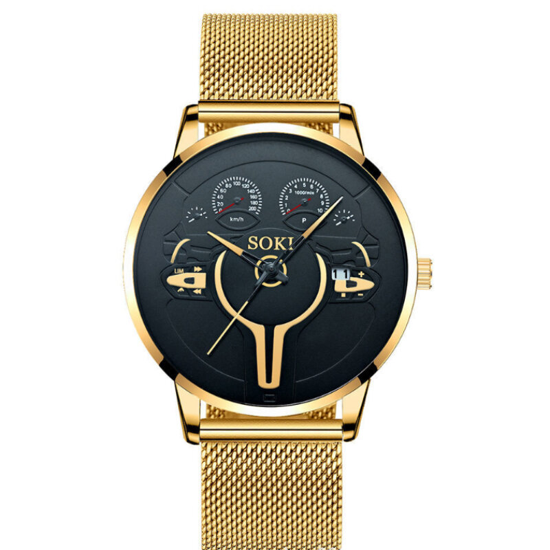 Relógios de luxo masculinos com calendário, pulseira de aço inoxidável, relógio, relógios esportivos, relógios de pulso de quartzo