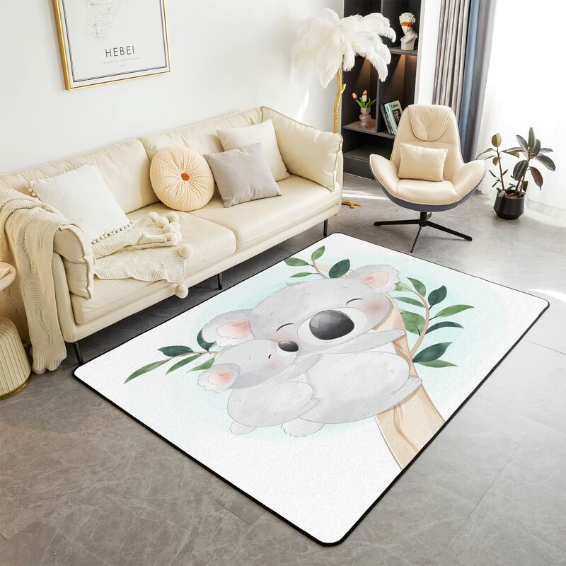 Cartoon Koala Area tappeto Kawaii Wild Animal Carpet Flower Floor Mat per bagno soggiorno cortile antiscivolo zerbino d'ingresso