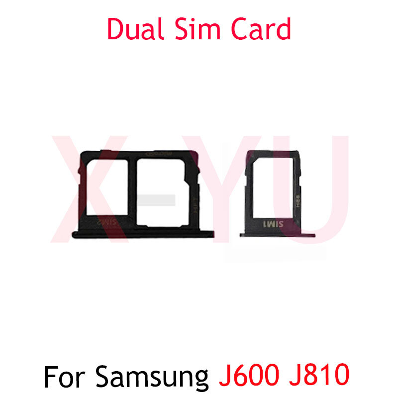 Untuk Samsung Galaxy J6 J600 J600F J8 J810 J810F 2018 Slot tempat baki kartu SIM ganda tunggal suku cadang perbaikan pengganti adaptor