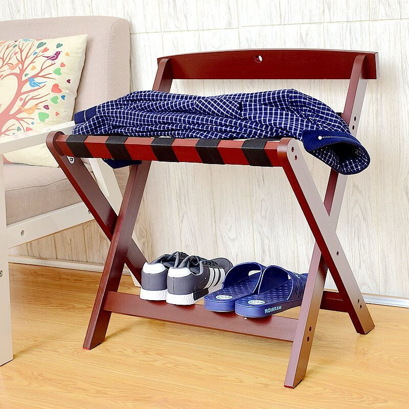 Rack de bagagem de madeira maciça rack dobrável casa quarto colocar roupas sono simples prateleiras