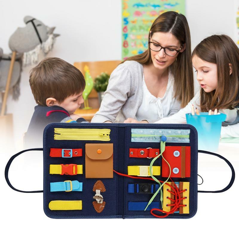 Jouet Montessori pour tout-petits, planche occupée, jouets de motricité fine essentiels, activités préscolaires, voyage, apprentissage mentaires oriel