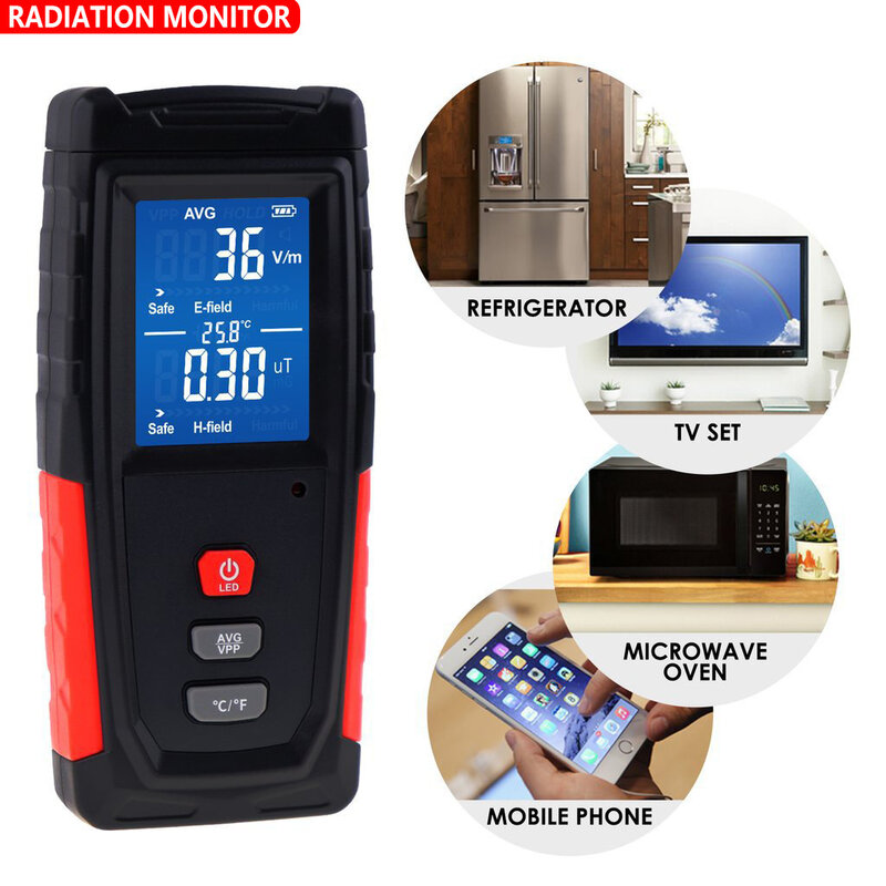 Electromagnetic Field Radiation Detector Tester Emf Meter Rechargeable  Portable Counter Emission Dosimeter Computer