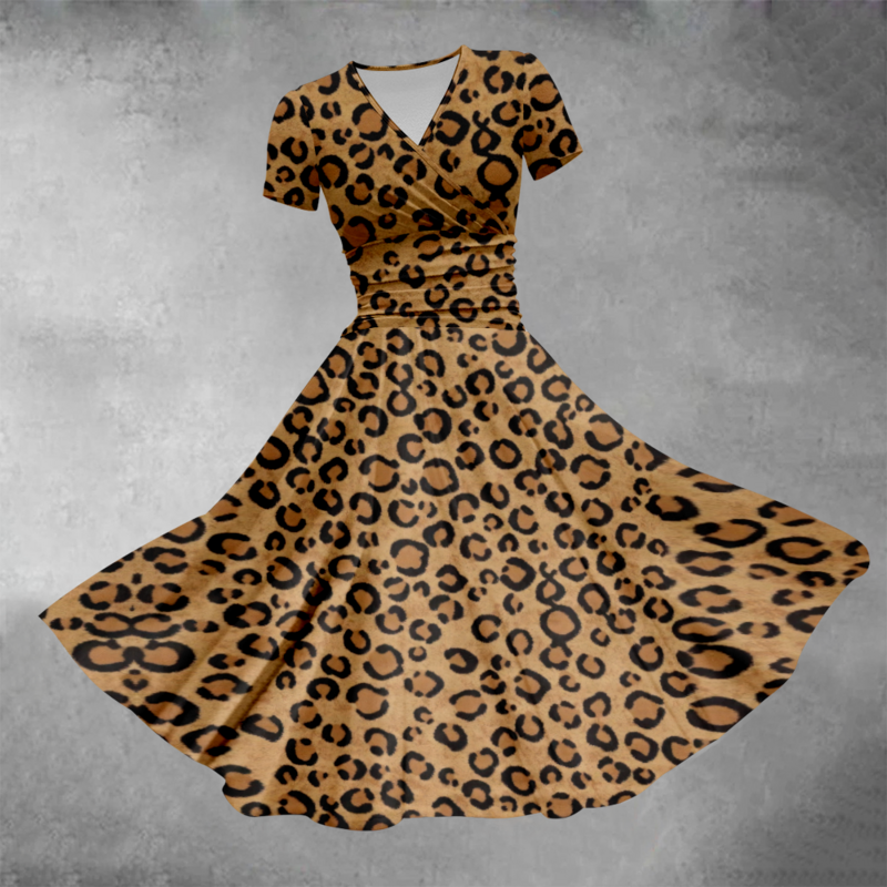 Vestido largo Retro de leopardo para mujer, traje elegante de lujo para playa y fiesta, vestidos de noche para chica sexis, verano 2024