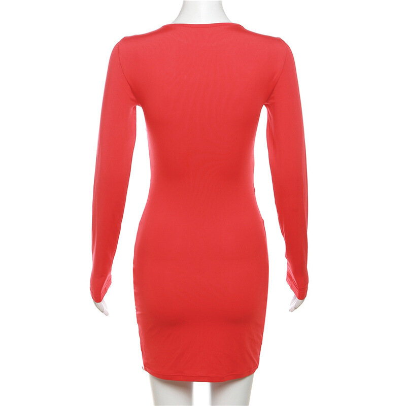 Сексуальное красное платье для выпускного вечера, прозрачное Тюлевое короткое вечернее мини-платье русалки, осеннее платье с длинными рукавами, Повседневная Уличная одежда