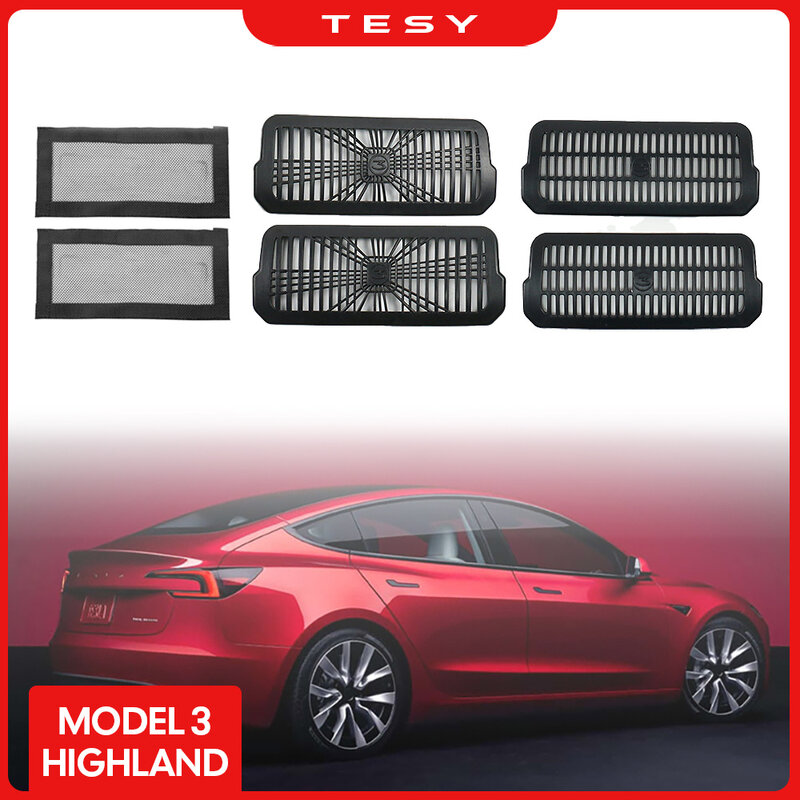 Untuk 2024 Tesla Model 3 highland di bawah kursi belakang Ventilasi udara melindungi penutup anti-memblokir kursi belakang Outlet Grille pelindung Aksesori