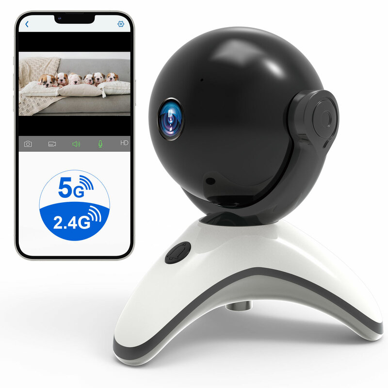 Kamera Keamanan Dalam Ruangan 4K 8MP Kamera Pengasuh Hewan Peliharaan 360 ° Kamera Pengawasan untuk Keamanan Rumah, Audio 2 Arah, Deteksi Suara/Orang