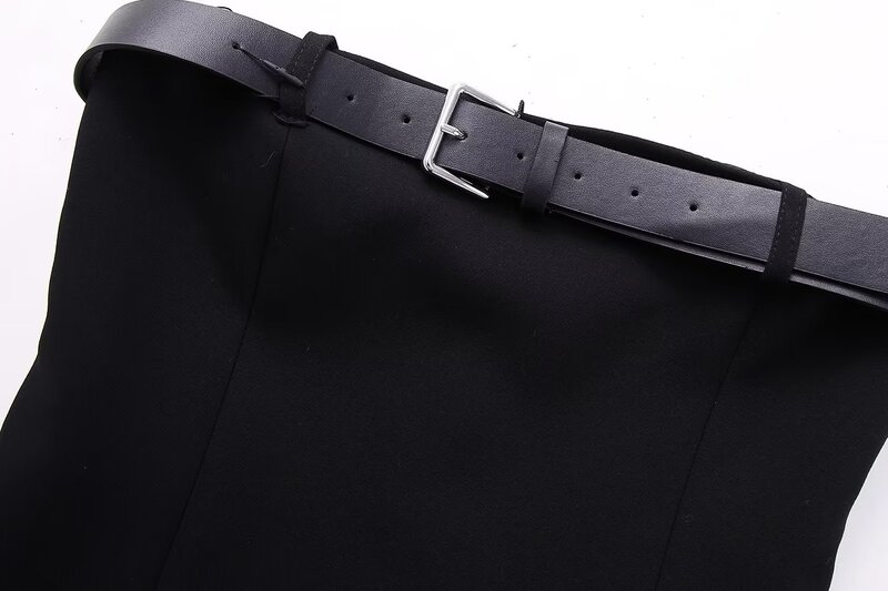 Women 2023 New Fashion Belt decoration decoration Tight Bra Tops Vintage backless Side Zipper Female Waistcoat Chic Tops