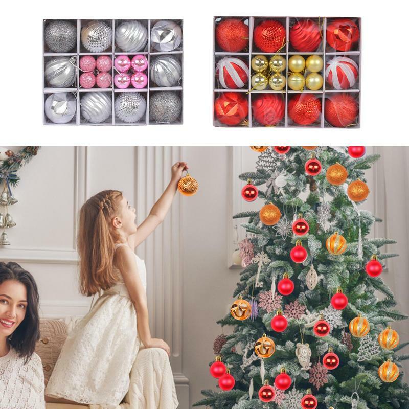 Bolas de árvore de Natal inquebráveis com cordão, bola colorida Eye-Catching, ornamentos de bola brilhantes, apto para o Memorial Day, 26pcs