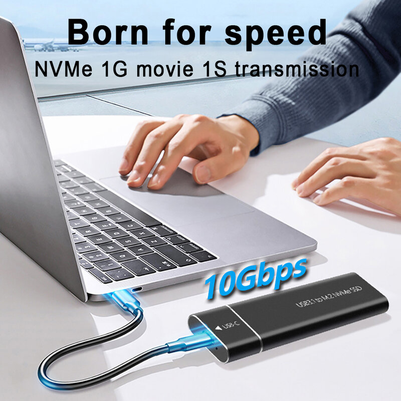 M2 SSD Enclosure para SSD, NVMe, USB 3.1, Armazenamento Externo, HDD Case, 10Gbps, PCIe SSD Box para NGFF SATA SSD, Disco Rígido para PC, Laptop