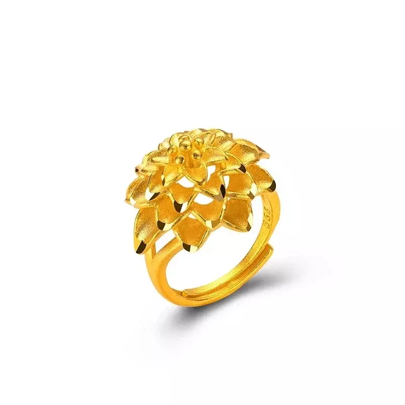 copy 100% Pure Adjustable 24K Gold Color Dragon and Phoenix Ring for Women Men Fine Jewelry Gifts Oro 24 K Better Rings Gift