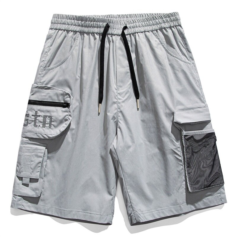 Pantalones cortos Cargo de algodón puro para hombre, Shorts de trabajo con múltiples bolsillos, de marca, a la moda, holgados, informales, elásticos, de verano