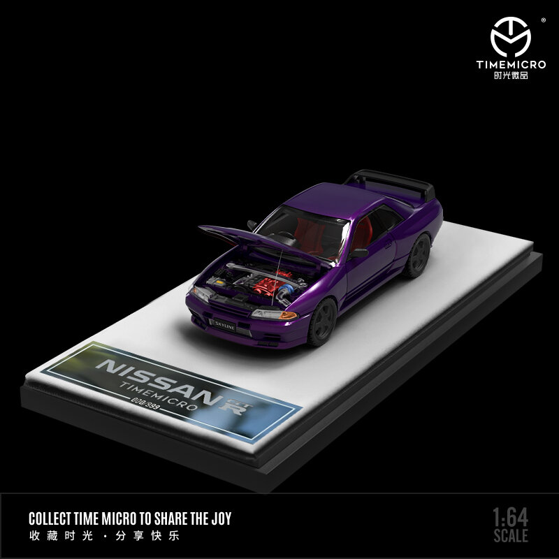 TimMicro1:64 Nissan GTR32 metallo viola-edizione ordinaria Skyline Open cap Limited JDM modello in lega di simulazione auto giapponese
